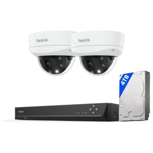 Reolink Duo 3V PoE stebėjimo komplektas: įrašymo įrenginys + 2 kupolinės kameros, 16 MP