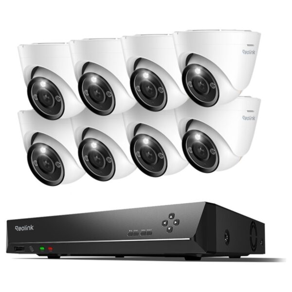 Reolink RLK16-1200D8-A stebėjimo komplektas: 16 kanalų įrašymo įrenginys + 8 kupolinės kameros, 12 MP