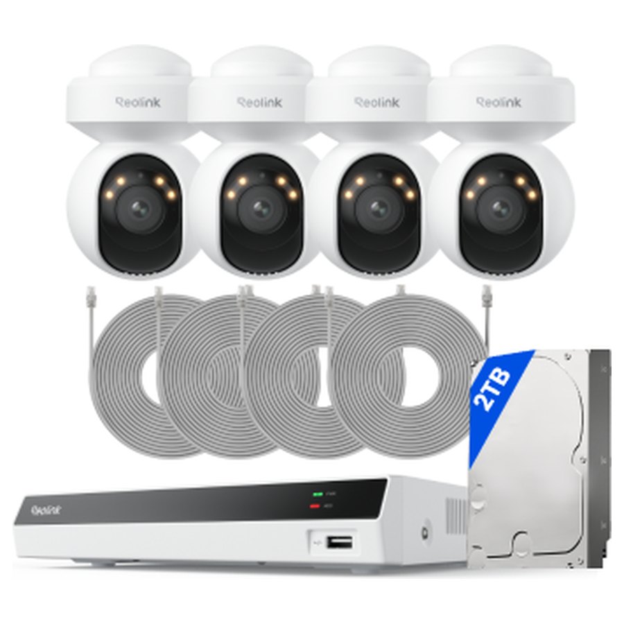 Reolink RLK8-800PT4 stebėjimo komplektas: 8 kanalų įrašymo įrenginys + 4 sukamos kameros, 4K