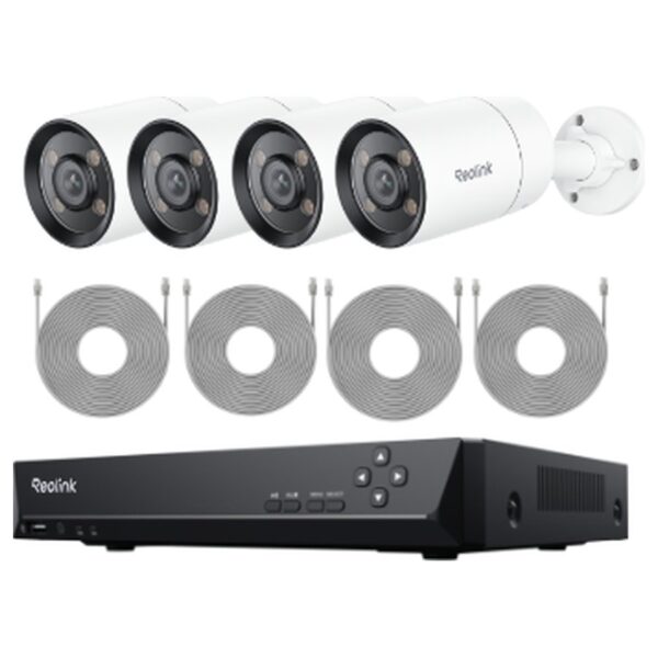 Reolink RLK8-CX410B4 stebėjimo komplektas: 8 kanalų įrašymo įrenginys + 4 ColorX kameros, 4 MP