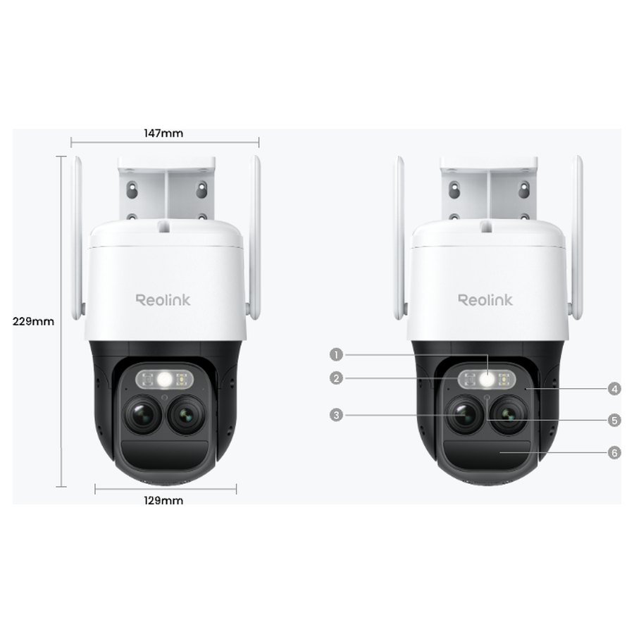Reolink TrackMix LTE Plus 2 4G stebėjimo kamera su saulės baterija ir išoriniu akumuliatoriumi, 4 MP