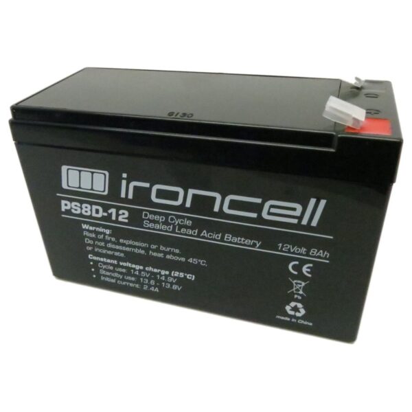 Ironcell Deep Cycle AGM švino akumuliatorius 12V/8Ah medžioklinėms kameroms